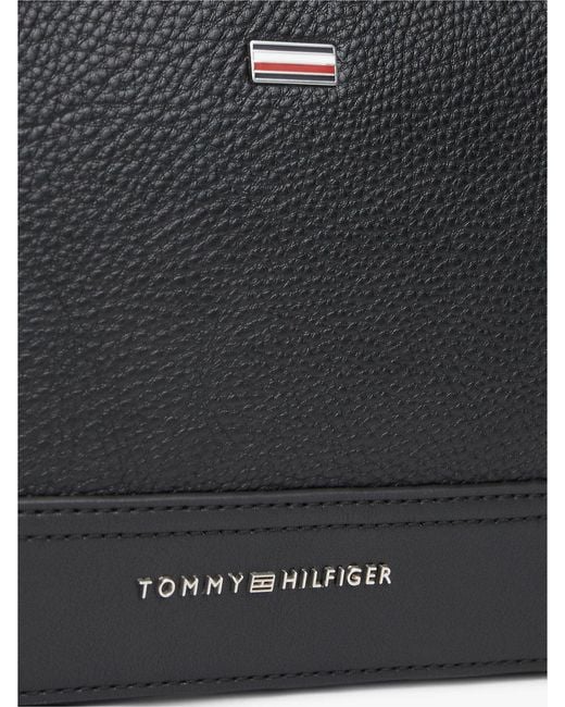 Tommy Hilfiger Black Signature Tape Plaque Crossbody Reporter Bag for men