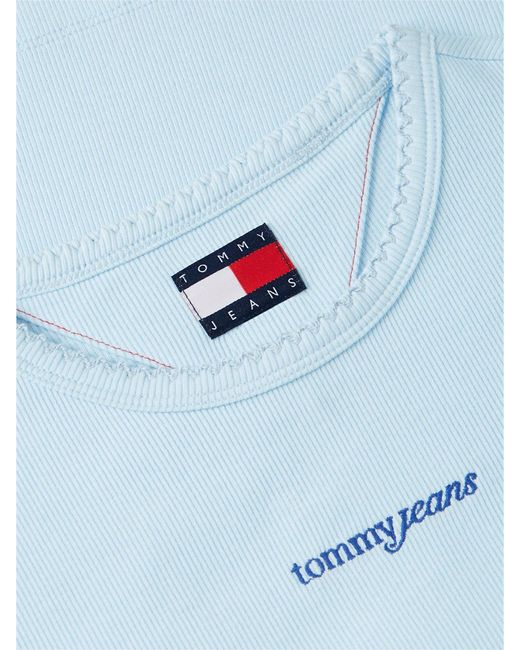 Tommy Hilfiger Blue Logo Ribbed Slim T-Shirt