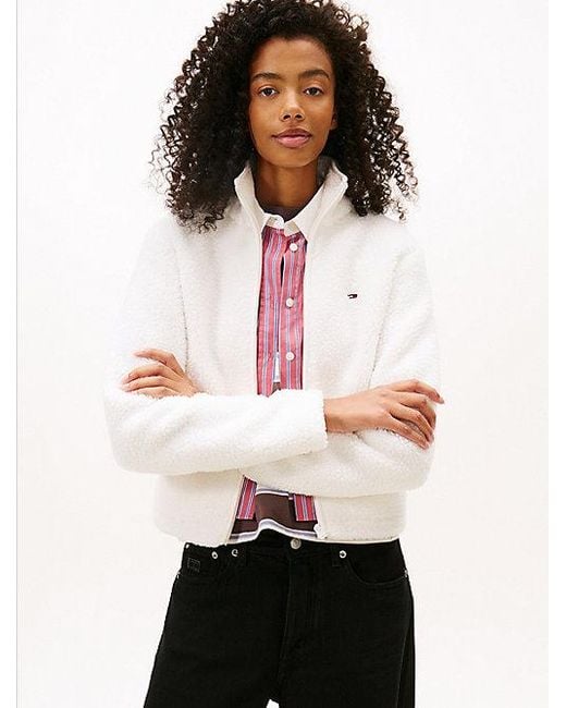 Tommy Hilfiger Teddy Fleece Jack Met Rits in het White