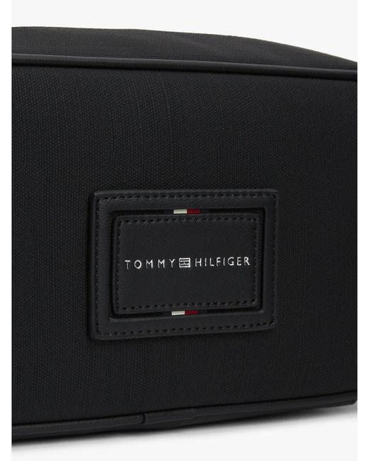 Tommy Hilfiger Black Textile Logo Patch Washbag for men