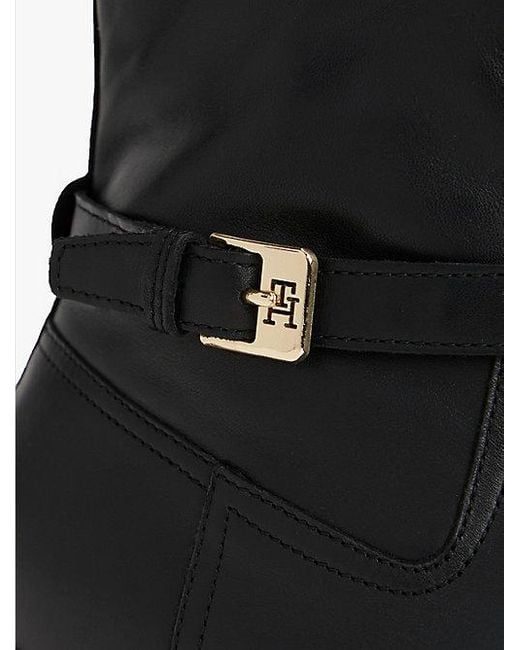 Tommy Hilfiger Leren Laars Met Gesp in het Black