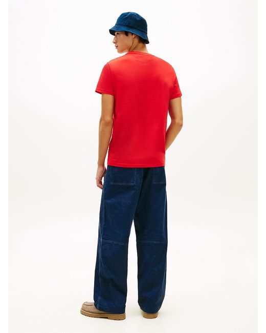 Tommy Hilfiger Red Signature Logo Slim Jersey T-Shirt for men