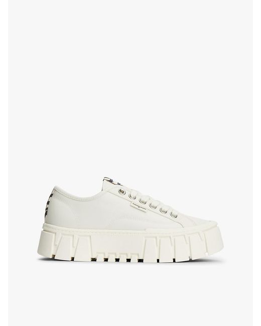 Tommy Hilfiger Natural Zebra Print Logo Platform Cupsole Trainers