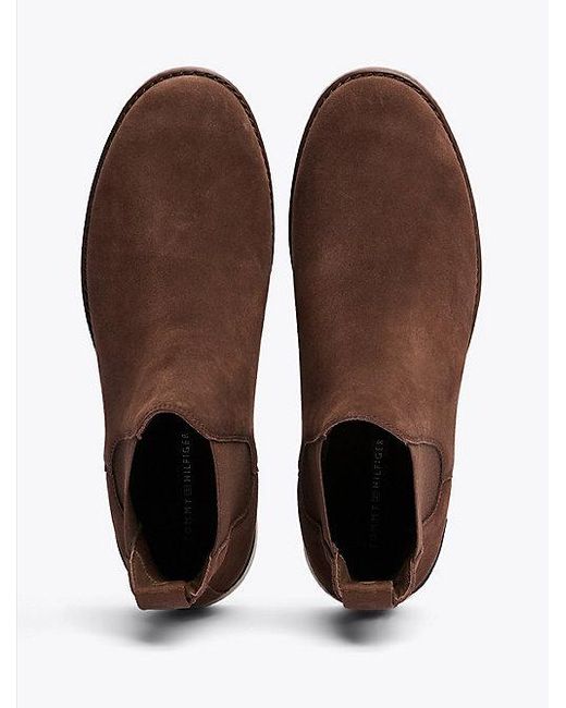 Tommy Hilfiger Suède Chelsea Boot Met Profielzool in het Brown voor heren