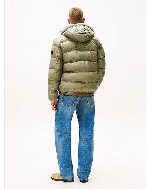 Tommy Hilfiger Puffer-Jacke Mit Logo Auf Kapuze in Green für Herren