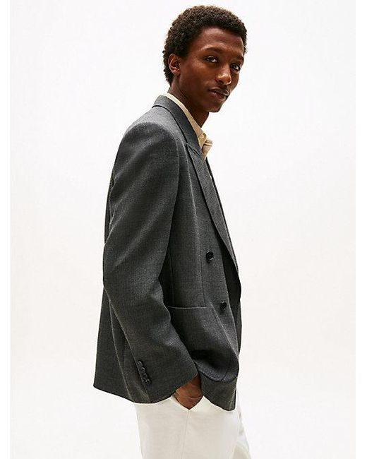 Tommy Hilfiger Double-Breasted Blazer Van Wolmix in het Gray voor heren