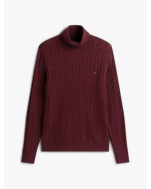 Tommy Hilfiger Kabelgebreide Coltrui in het Red voor heren
