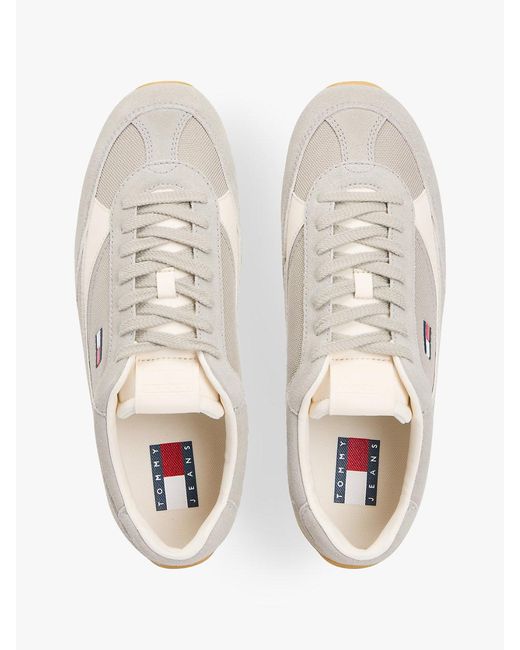 Tommy Hilfiger White Suede Mixed Texture Archive Runner Trainers for men