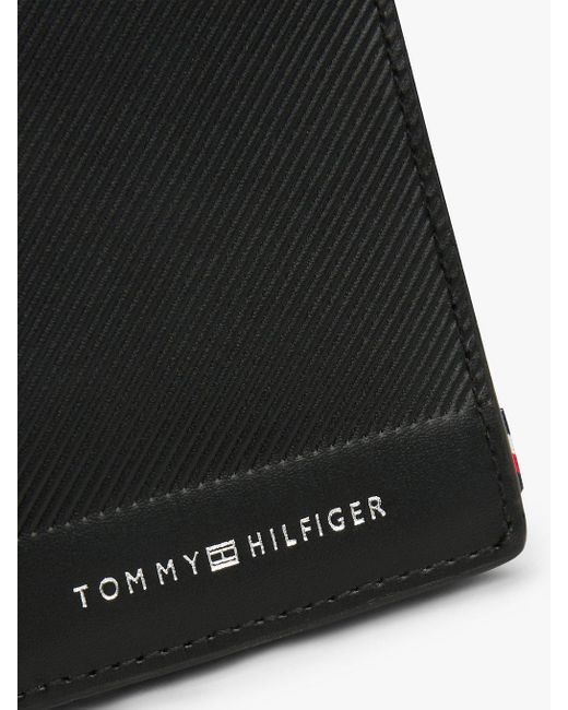 Portefeuille À Deux Volets En Cuir À Logo Tommy Hilfiger pour homme en coloris Black
