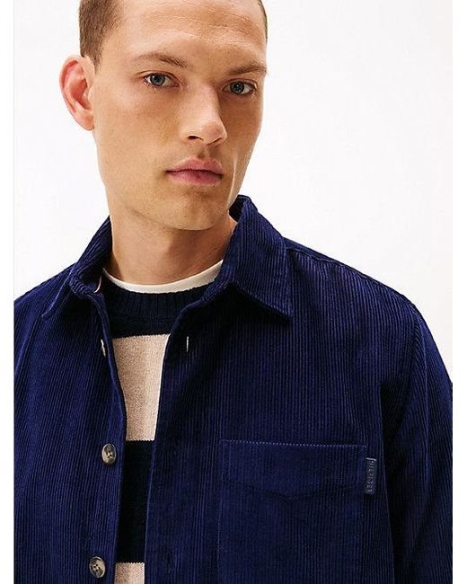 Tommy Hilfiger Relaxed Fit Overshirt Van Corduroy in het Blue voor heren