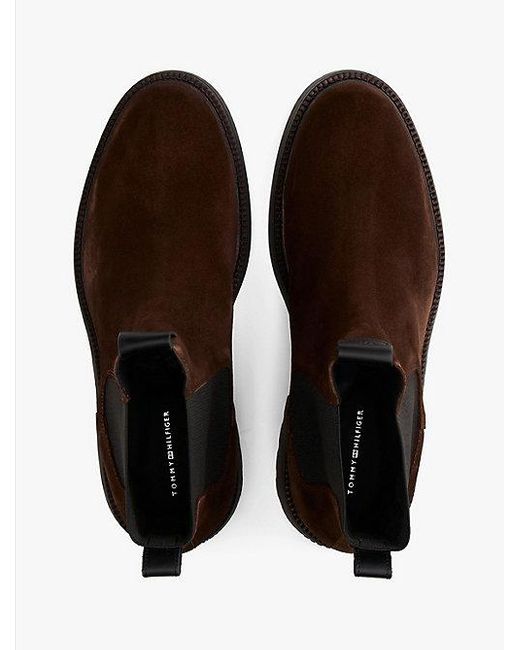 Tommy Hilfiger Lichtgewicht Suède Chelsea Boots in het Brown voor heren