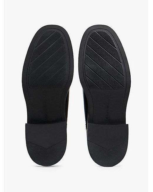 Tommy Hilfiger Leren Chelsea Boot Met Vierkante Neus in het Black