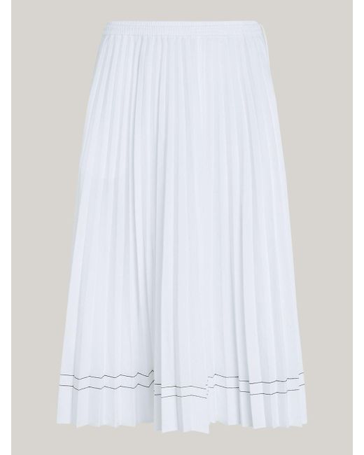 Tommy Hilfiger White Pleated Flared Midi Skirt