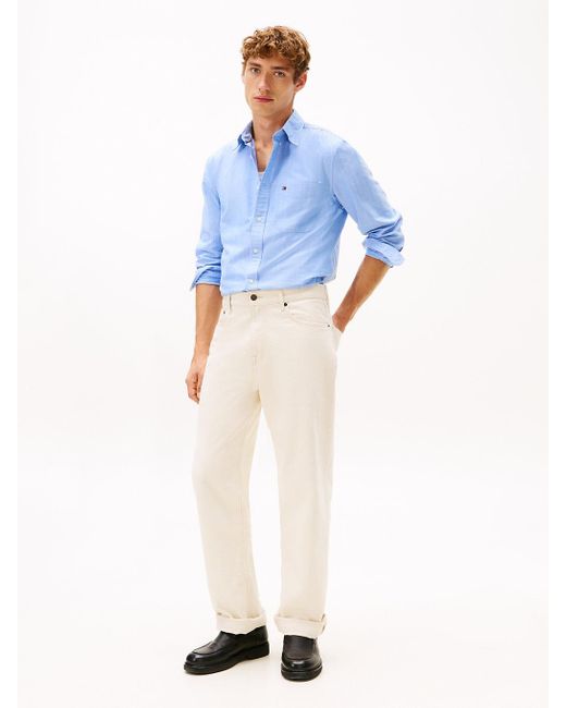 Camicia Oxford Regular Fit Con Motivo Gessato di Tommy Hilfiger in Blue da Uomo