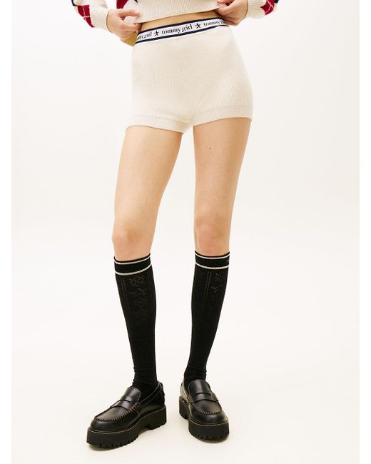 Tommy Hilfiger Blue Tommy Girl Pure Wool Logo Knit Shorts