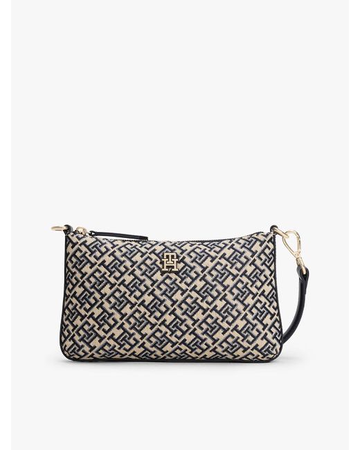 Pochette Piatta Con Motivo A Monogrammi Th di Tommy Hilfiger in Gray