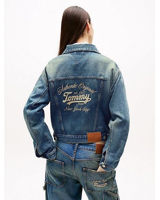 Tommy Hilfiger Blue Leichte Relaxed Fit Jeansjacke Mit Logo