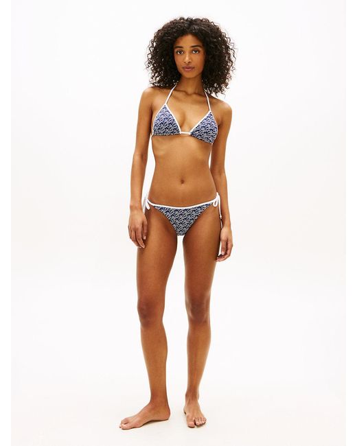 Tommy Hilfiger Orange Essential Print Side Tie Bikini Bottoms