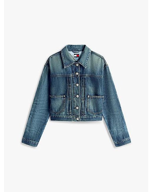 Tommy Hilfiger Blue Leichte Relaxed Fit Jeansjacke Mit Logo