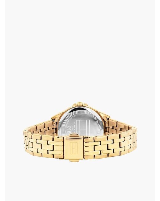 Tommy Hilfiger Blue Signature Bezel-Plated Chain-Link Watch