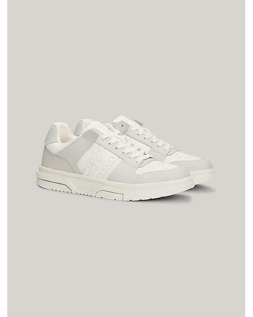 Tommy Hilfiger The Brooklyn Ledersneaker Mit Kontrast-Einsatz in Natural für Herren