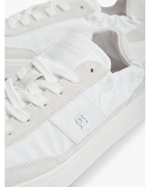 Tommy Hilfiger White Suede Scrunch Back Trainers