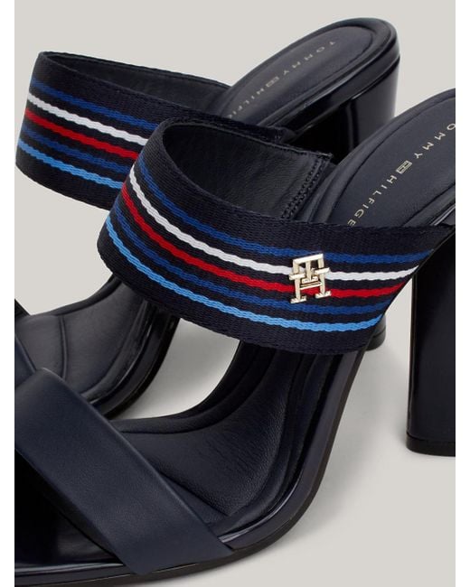 Tommy Hilfiger Blue Global Stripe Block Heel Sandals