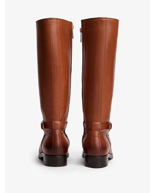 Bottes Cavalières En Cuir À Monogramme Th Tommy Hilfiger en coloris Brown