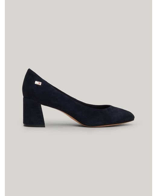 Tommy Hilfiger Blue Suede Block Heel Court Shoes
