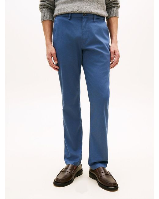 Tommy Hilfiger Blue Denton Micro Print Straight Leg Chinos for men
