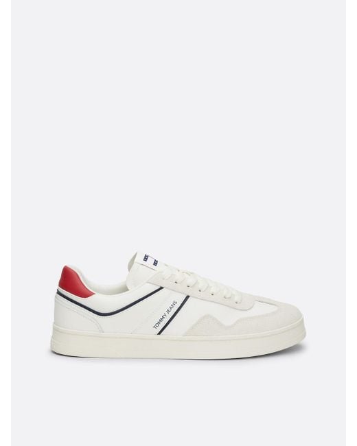 Tommy Hilfiger White Retro Suede Cupsole Trainers for men