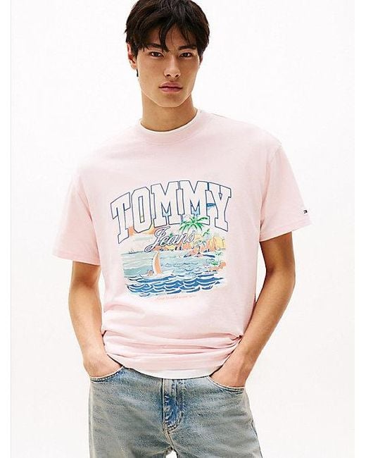 Camiseta Amplia Con Estampado Gráfico Tommy Hilfiger de hombre de color White