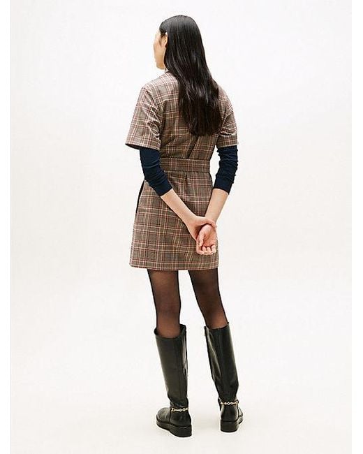 Tommy Hilfiger Relaxed Mini-Overhemdjurk Met Korte Mouwen in het Natural