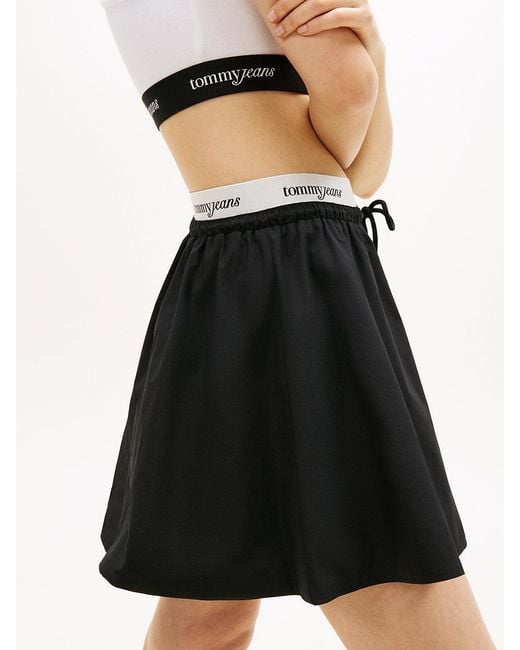 Tommy Hilfiger Blue Repeat Logo Tape Poplin Mini Skirt