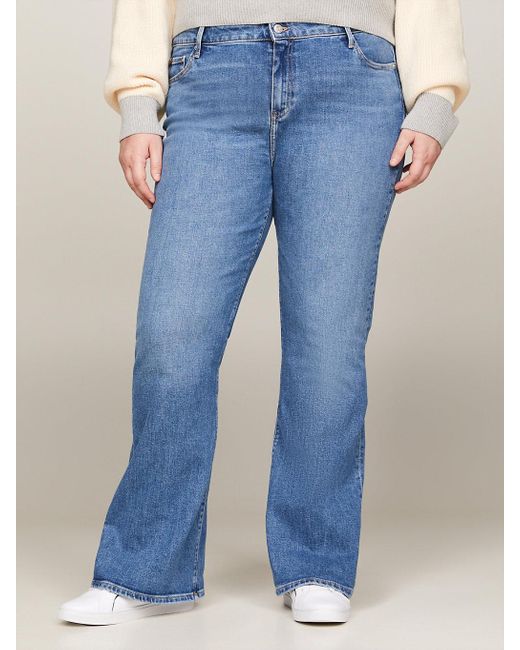 Tommy Hilfiger Blue Curve High Rise Bootcut Faded Jeans