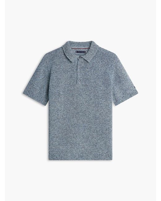 Tommy Hilfiger Blue New York Label Relaxed Fit Mouliné Polo Shirt for men