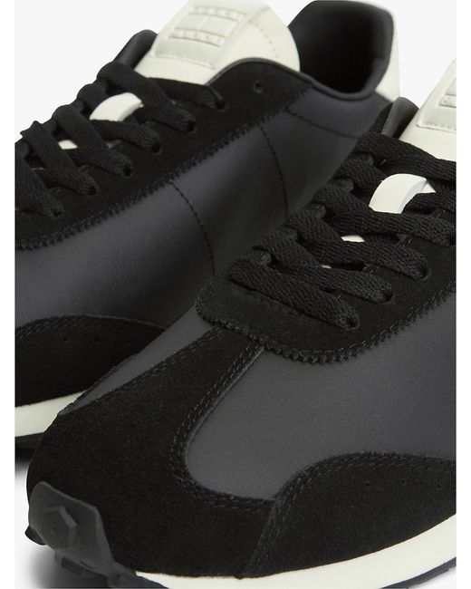 Tommy Hilfiger Black Retro Archive Runner Trainers With Leather for men