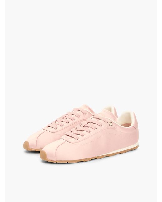 Tommy Hilfiger Pink Th Monogram Satin Trainers