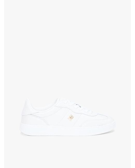 Tommy Hilfiger White Th Monogram Metallic Trainers With Leather