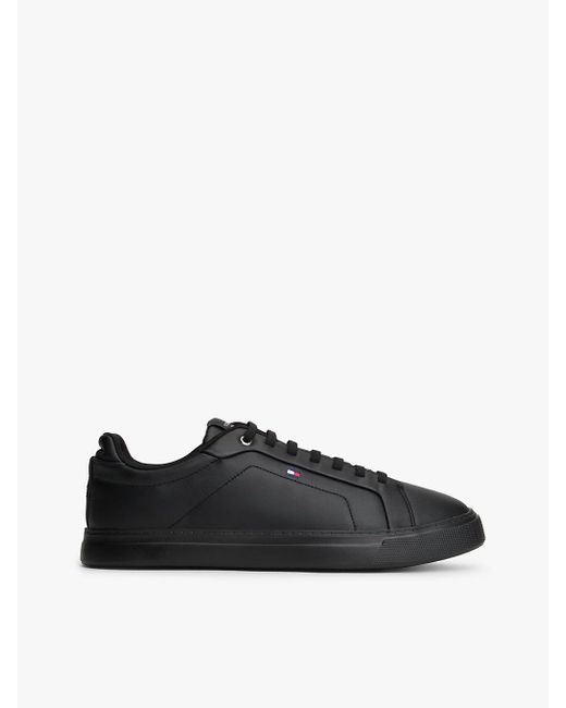 Tommy Hilfiger Black Hilfiger Icon Leather Court Trainers for men