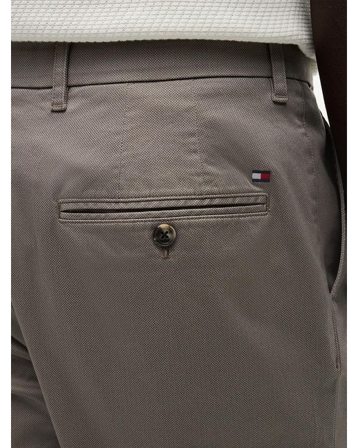 Tommy Hilfiger Gray Denton Slim Straight Textured Chinos for men
