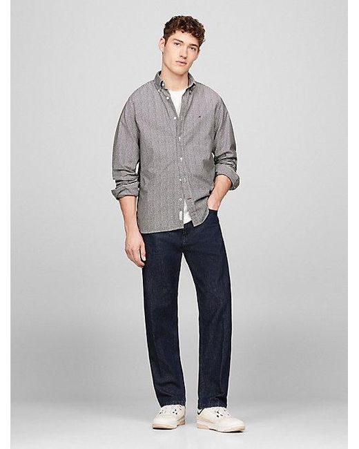 Camisa Oxford regular con estampado de canasta Tommy Hilfiger de hombre de color Gray