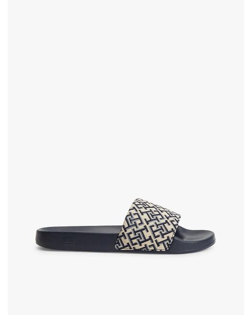 Tommy Hilfiger White Th Monogram Pool Slides