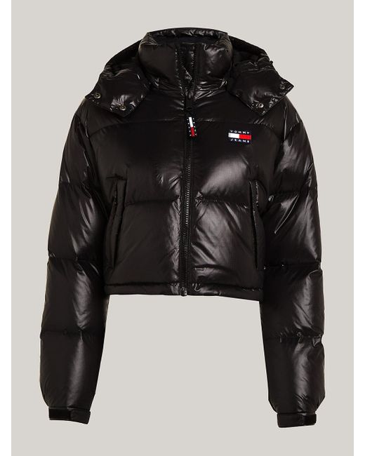 Tommy Hilfiger Black Cropped Alaska Puffer Jacket