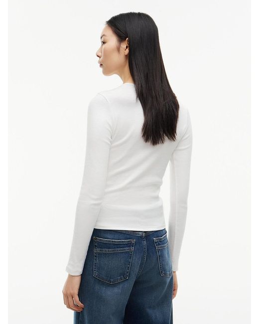 Tommy Hilfiger White Tommy Badge Slim Long Sleeve T-Shirt