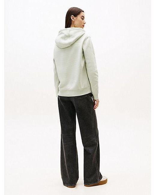 Tommy Hilfiger Fleece Hoodie Met Geborduurde Vlag in het Natural