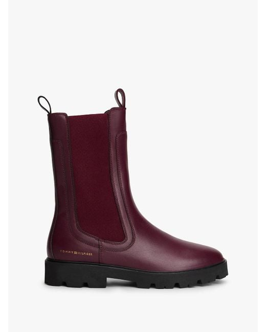 Bottines Chelsea Mi-Mollet À Semelle Crantée Tommy Hilfiger en coloris Purple