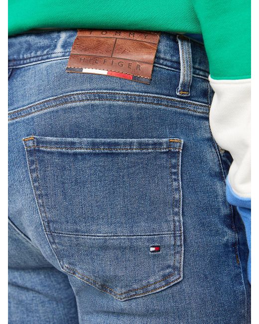 Tommy Hilfiger Blue Denton Fitted Straight Faded Jeans for men