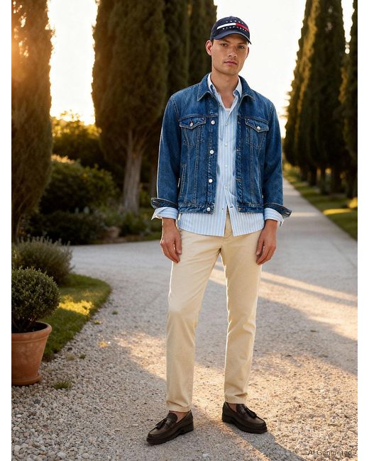 Tommy Hilfiger Blue Harlem Tapered Leg Twill Chinos for men