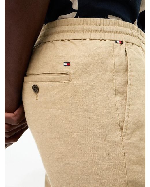 Tommy Hilfiger Natural Harlem Tapered Leg Linen Blend Chinos for men